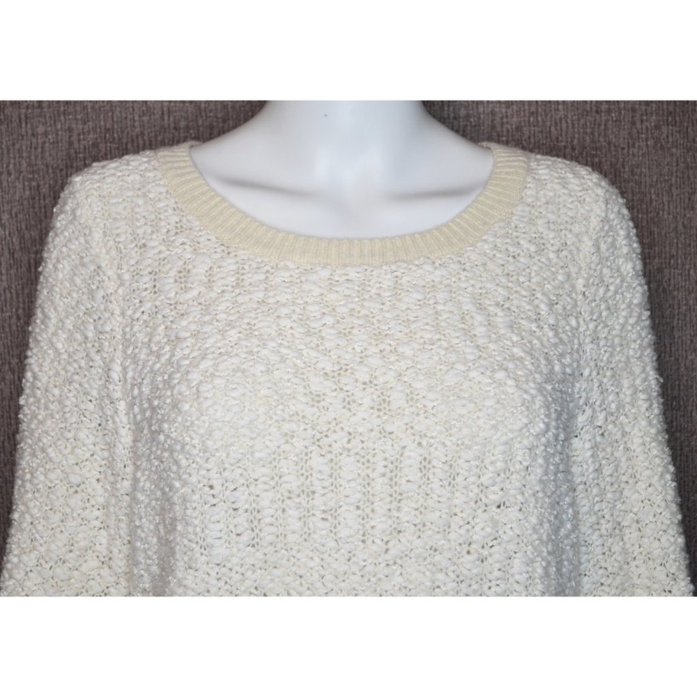 Anthropologie Moth Poly/Wool Blend Popcorn Knit Sweater Cream Size L - Picture 2 of 5